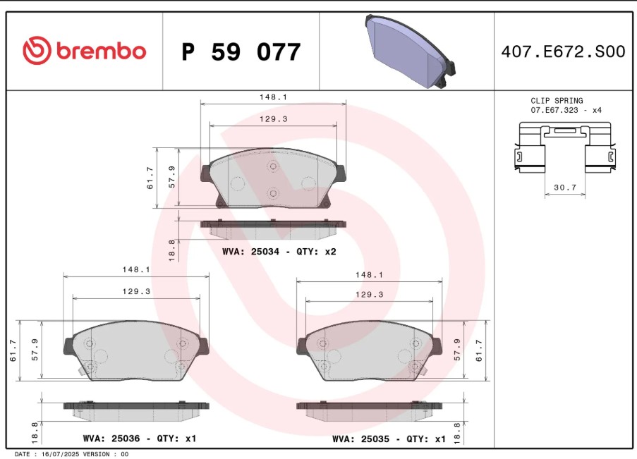p59077 brembo cruze brake pads
